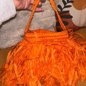 Vibrant Orange Handwoven Women's Bag